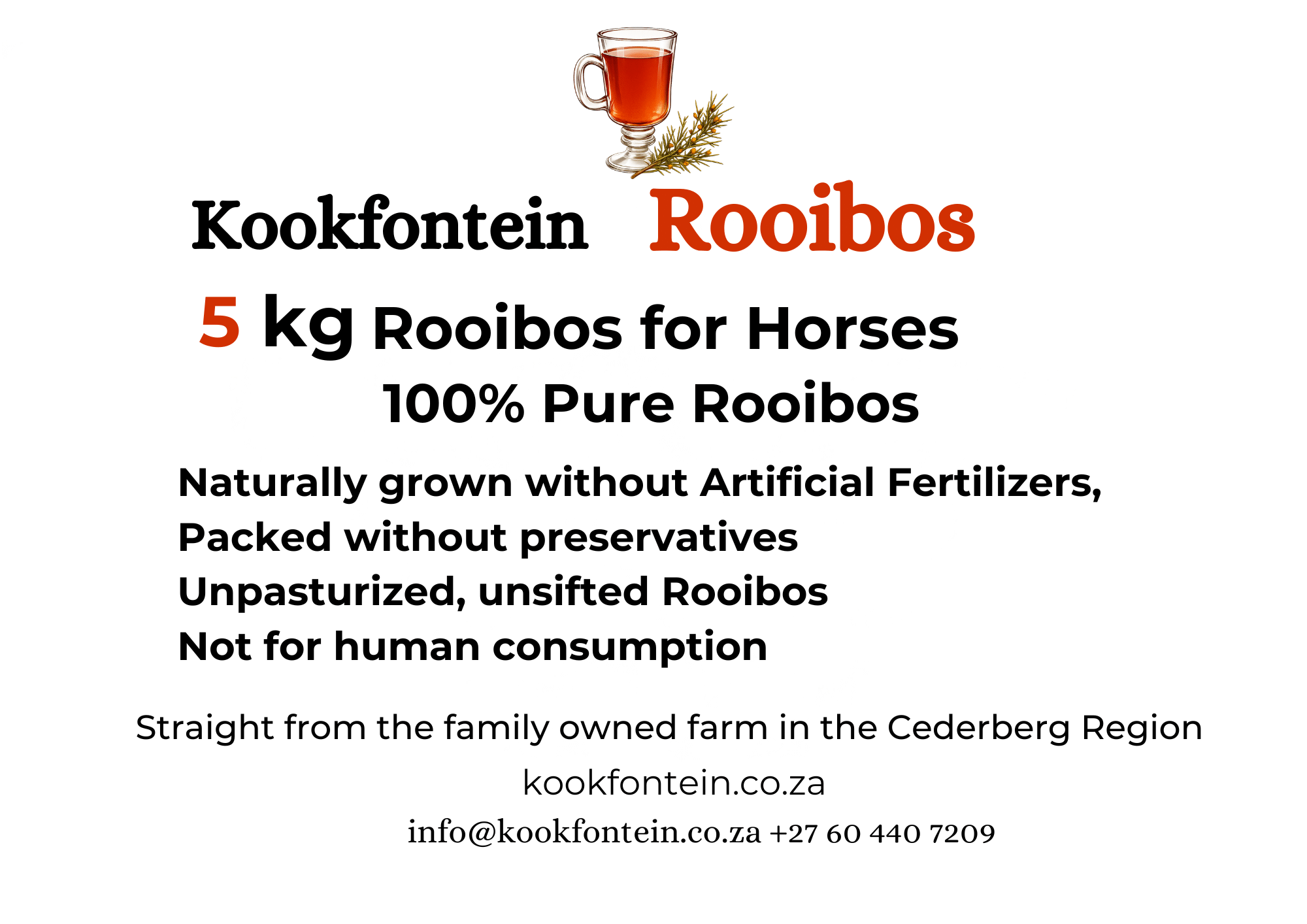 Rooibos for Horses 2 x 5kg | Natural Bulk Rooibos 3 Rooibos for Horses 2 x 5kg label